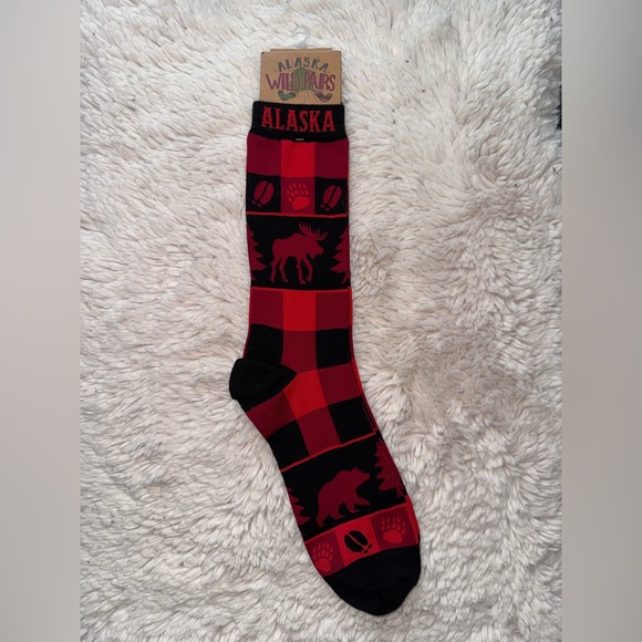 Wild Pair Accessories - Alaska Socks Wild Pairs Crew Socks Unisex Size 6-12 Polyester Elastane Red Plaid